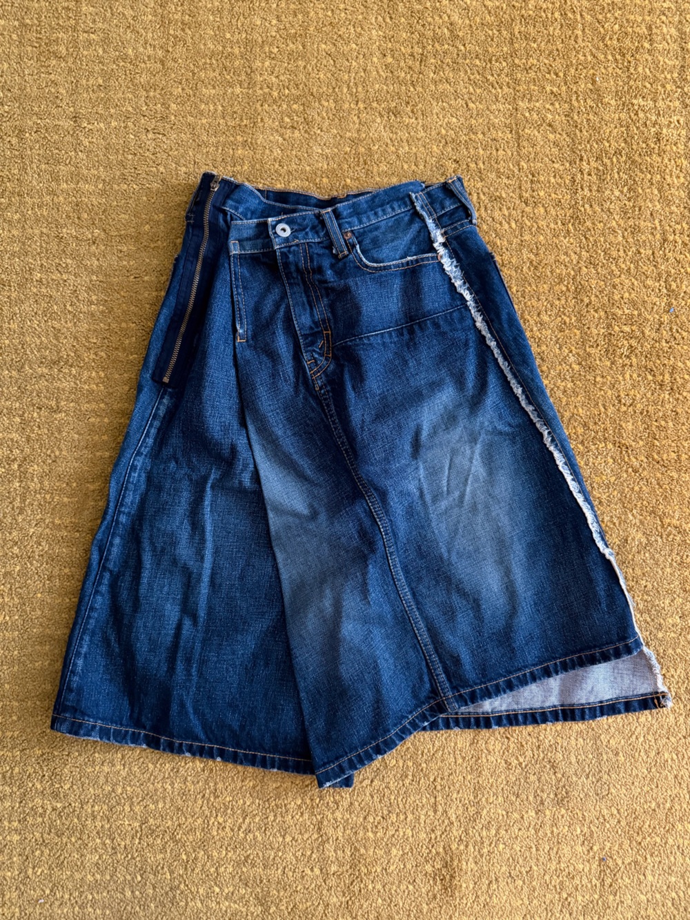 Junya Watanabe Blue Denim Asymmetrical Wrap Skirt